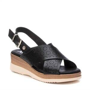 NEW XTI women's polyurethane wedge sandals in black
